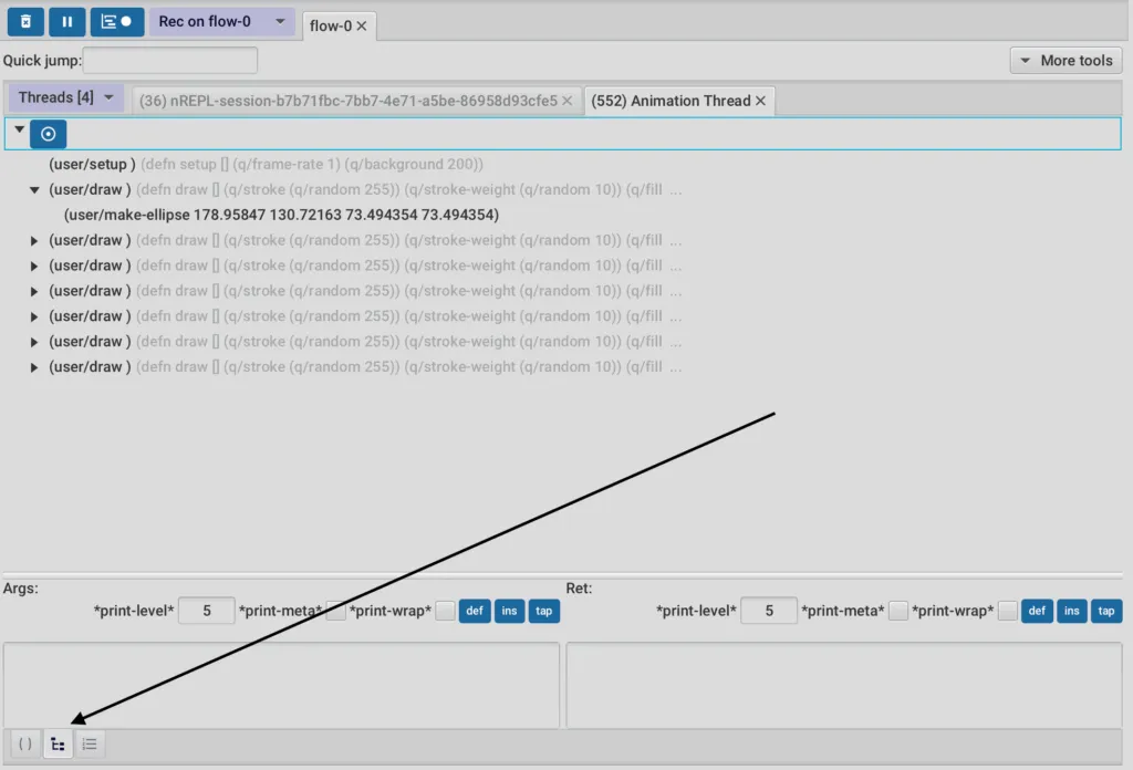 The "Call Tree" tool shows a tree of function calls from a recording. 