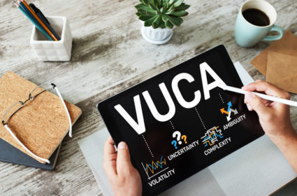 Look at tablet with VUCA descriprion